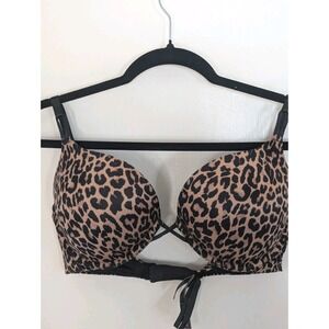 Victoria's Secret Bombshell Plunge Bra 34D Leopard Adds 2 Cup Sizes